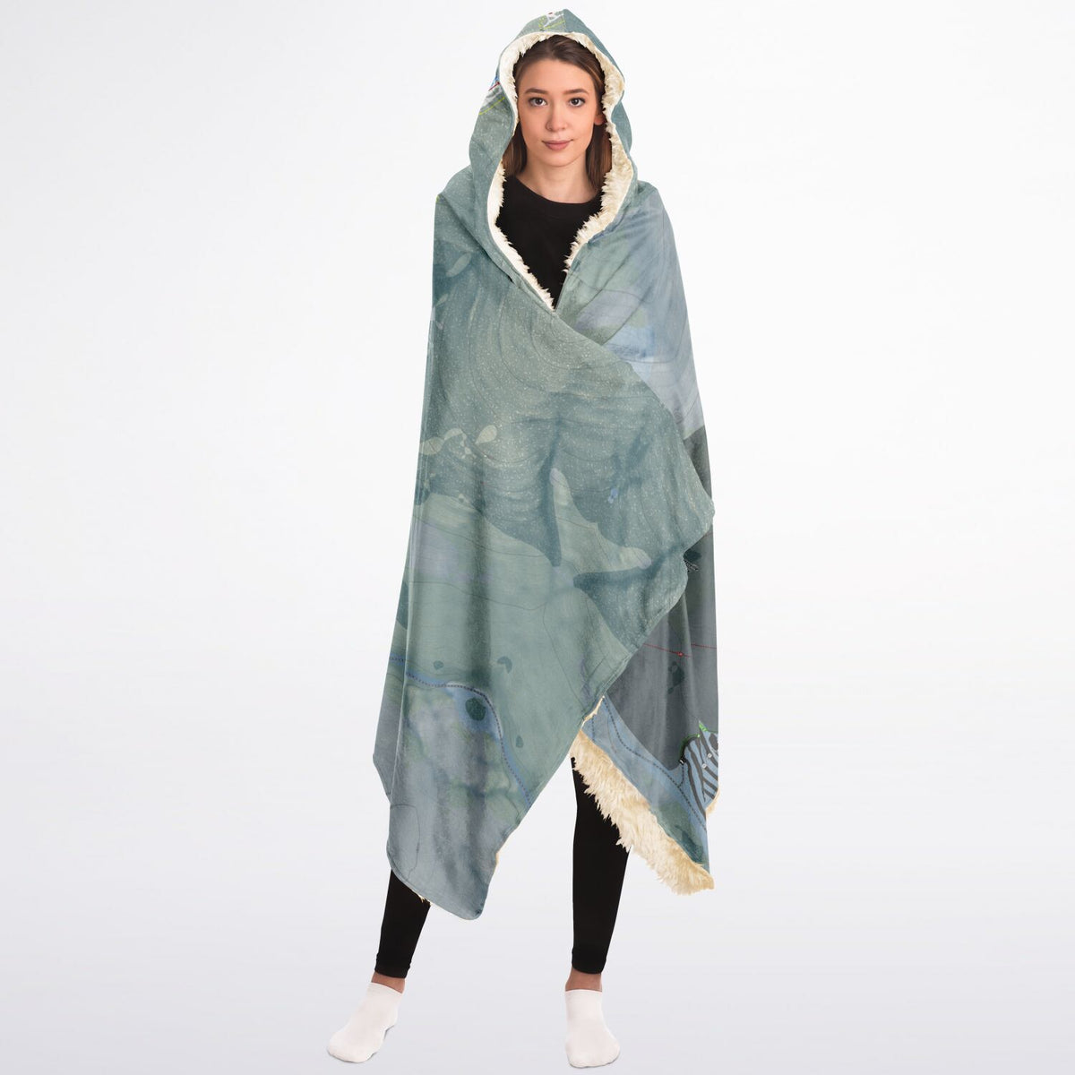 Waterville Valley, New Hampshire Ski Trail Map - Adult Hooded Blanket - Powderaddicts