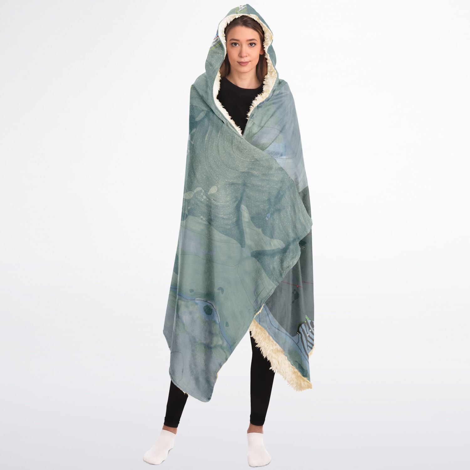 Waterville Valley, New Hampshire Ski Trail Map - Adult Hooded Blanket - Powderaddicts