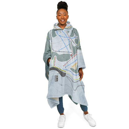 Hurricane Ridge, Washington Ski Resort Map Flannel Blanket Poncho