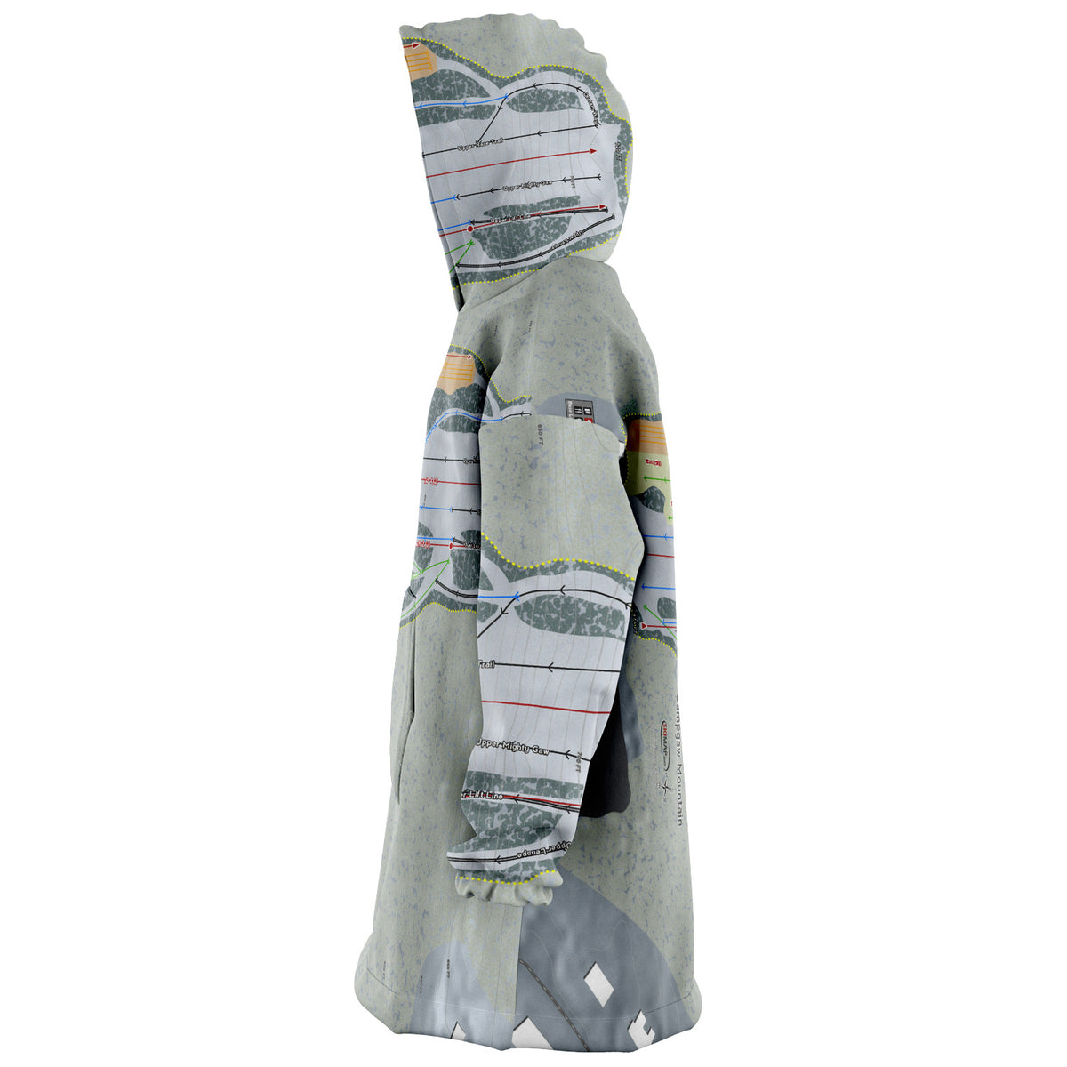 Campgaw Mountain, New Jersey  Ski Trail Map - Snug Hoodie