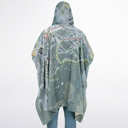 Mt Washington, British Columbia Ski Resort Map Flannel Blanket Poncho