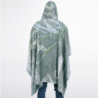 Kelly Canyon, Idaho Ski Resort Map Flannel Blanket Poncho