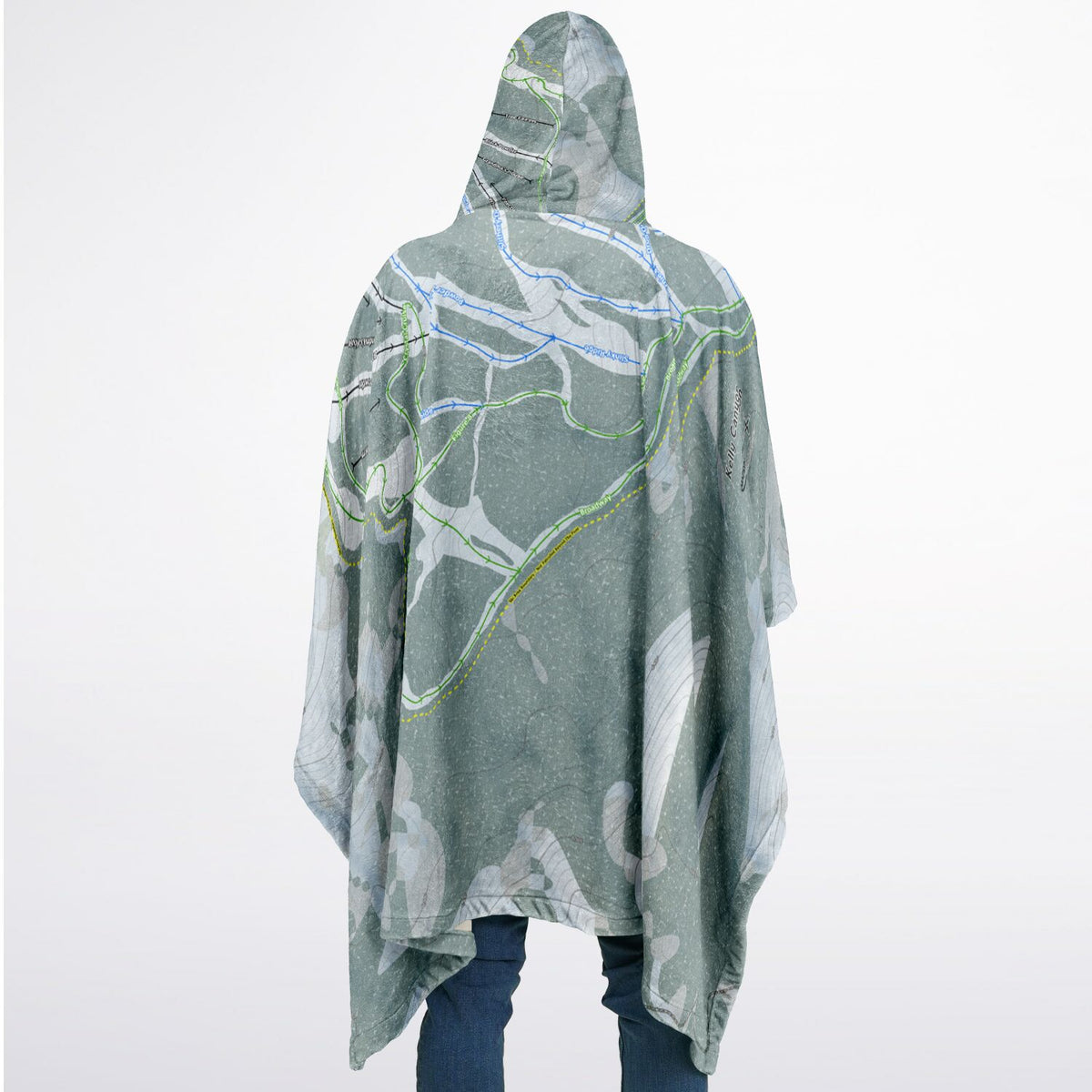 Kelly Canyon, Idaho Ski Resort Map Flannel Blanket Poncho