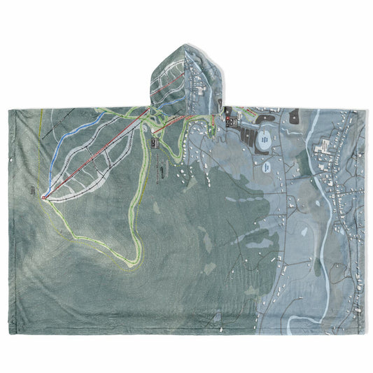Windham Mountain, New York Ski Resort Map Flannel Blanket Poncho