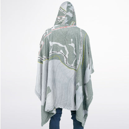 Cottonwood Butte, Idaho Ski Resort Map Flannel Blanket Poncho