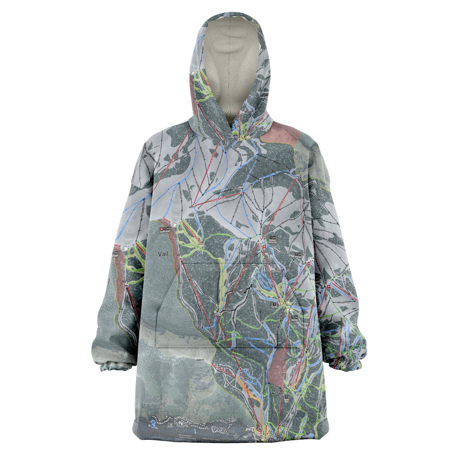 Vail, Colorado Ski Trail Map - Snug Hoodie - Powderaddicts