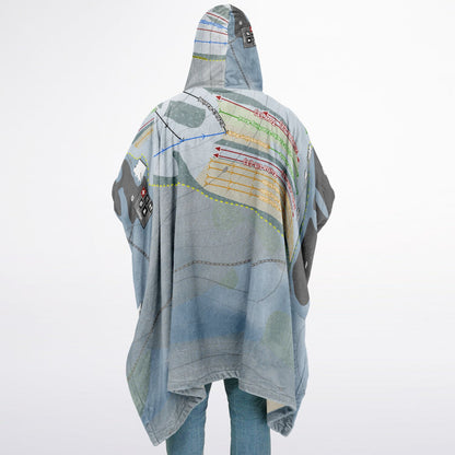 Ski Ward, Massachusetts Ski Resort Map Flannel Blanket Poncho
