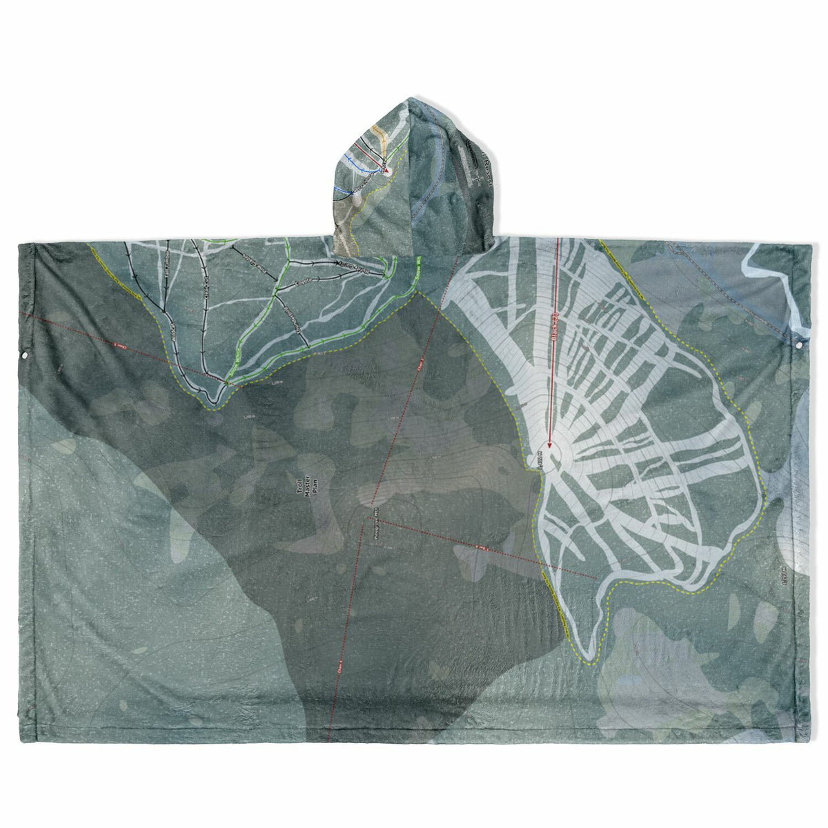 Troll Resort, British Columbia Ski Resort Map Flannel Blanket Poncho