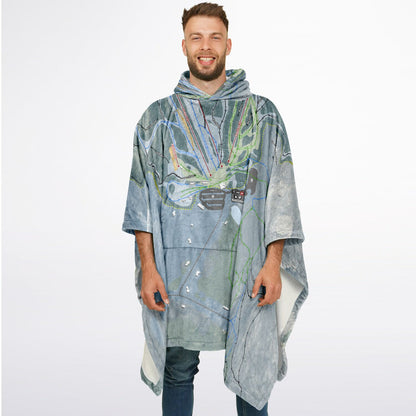 Black Mountain of Maine, Maine Ski Resort Map Flannel Blanket Poncho
