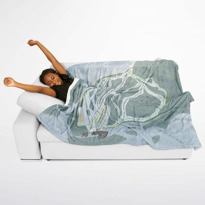 Loup Loup, Washington Ski Resort Map Flannel Blanket Poncho