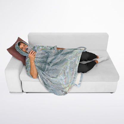 Deer Valley, Utah Ski Resort Map Flannel Blanket Poncho