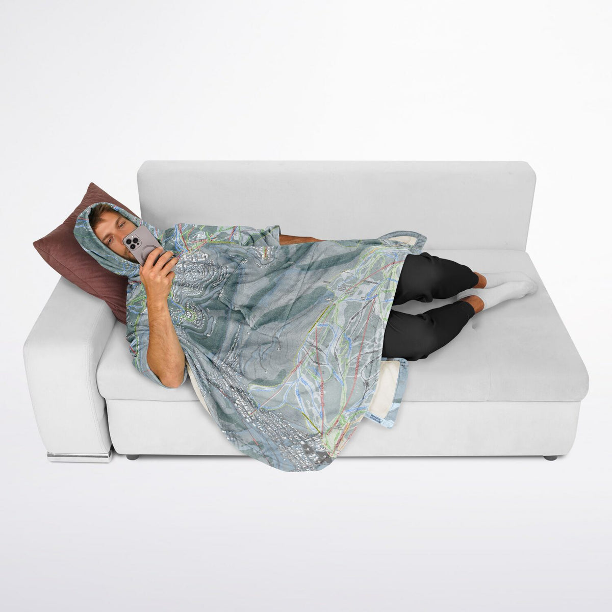 Deer Valley, Utah Ski Resort Map Flannel Blanket Poncho
