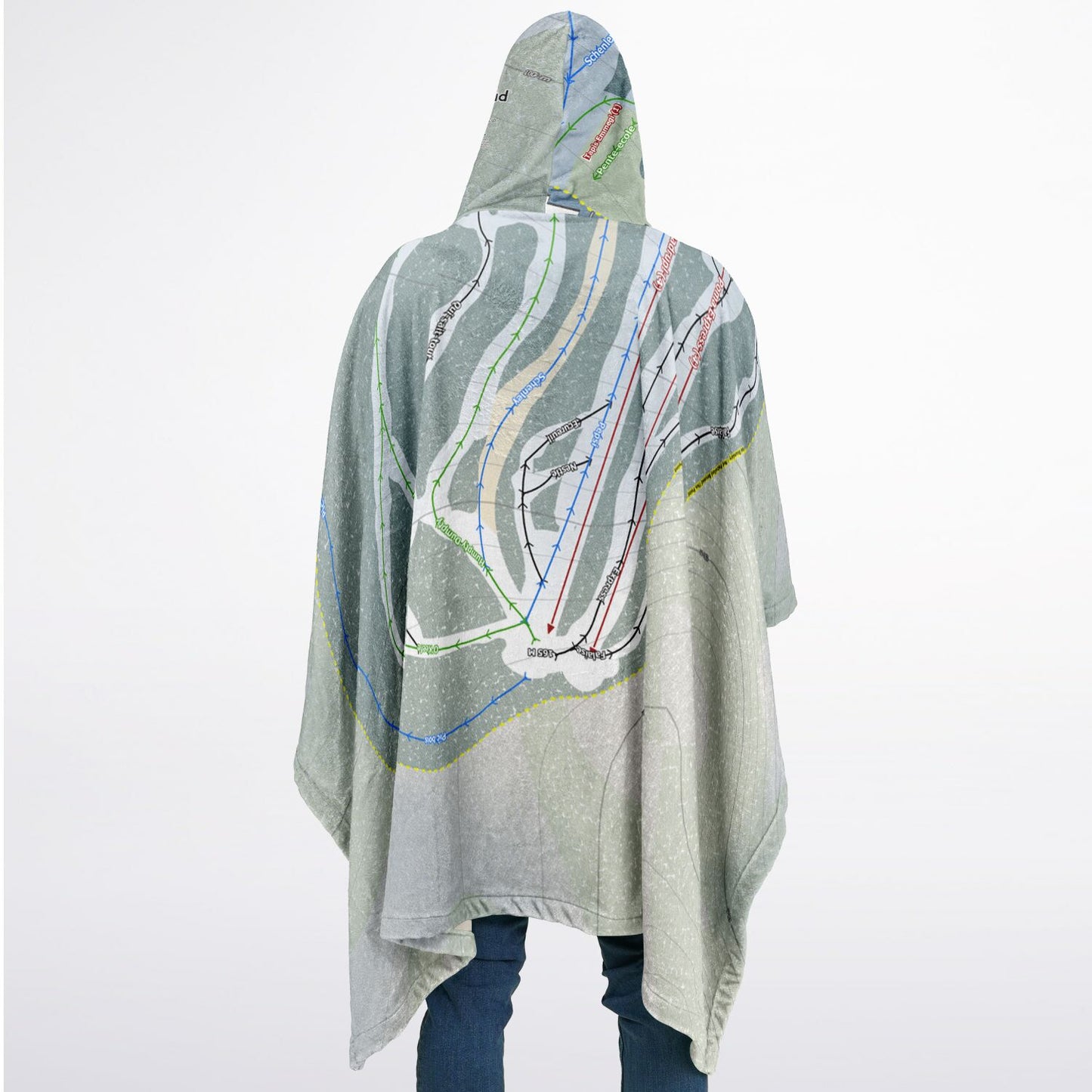 Mont Rigaud, Quebec Ski Resort Map Flannel Blanket Poncho