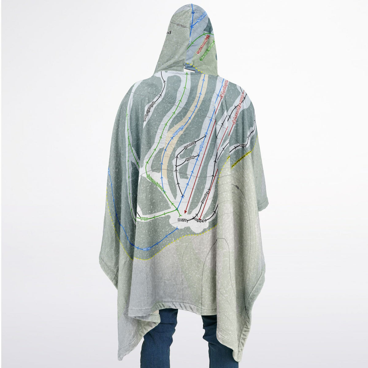 Mont Rigaud, Quebec Ski Resort Map Flannel Blanket Poncho