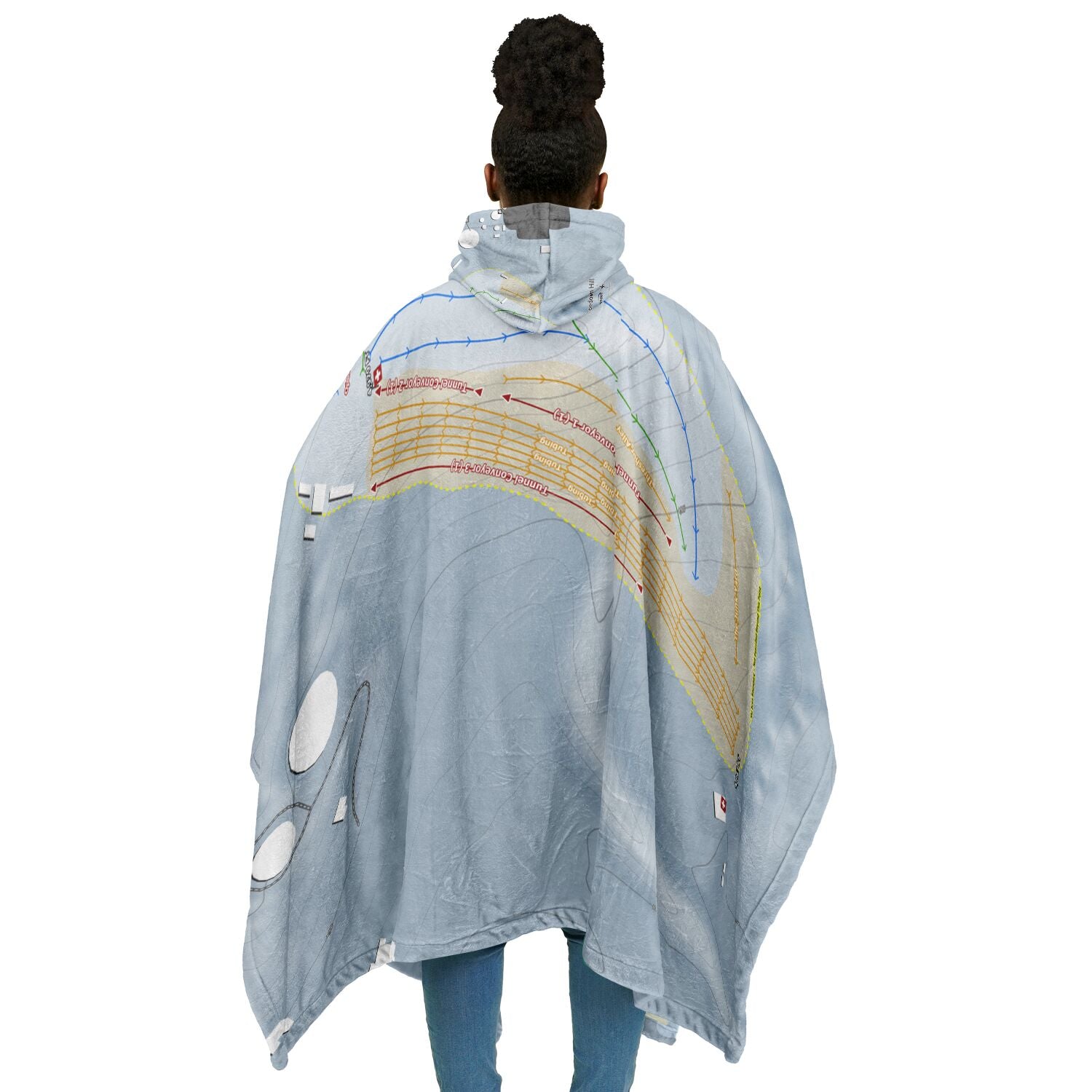 Hoedown Hill, Colorado Ski Resort Map Flannel Blanket Poncho