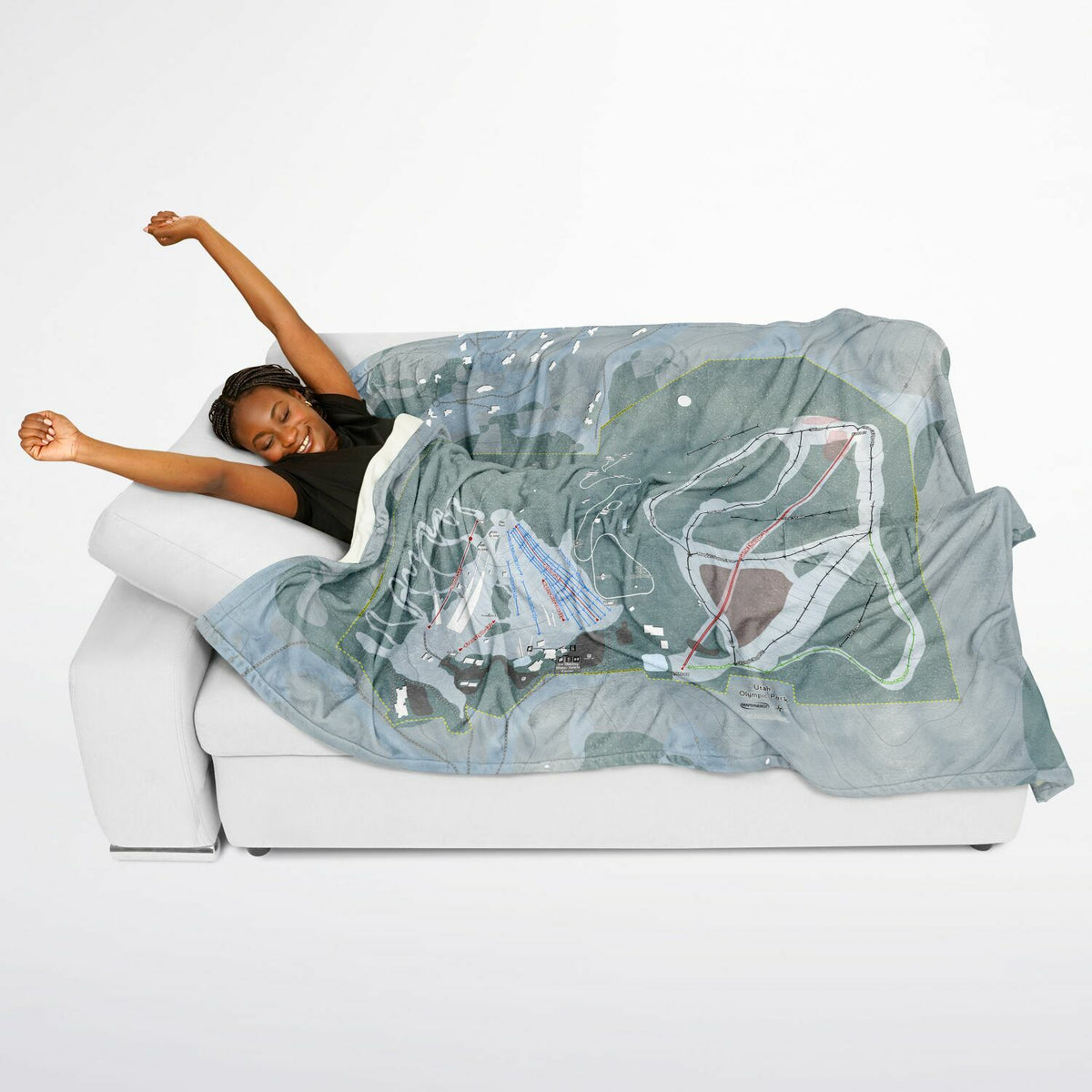 Utah Olympic Park, Utah Ski Resort Map Flannel Blanket Poncho