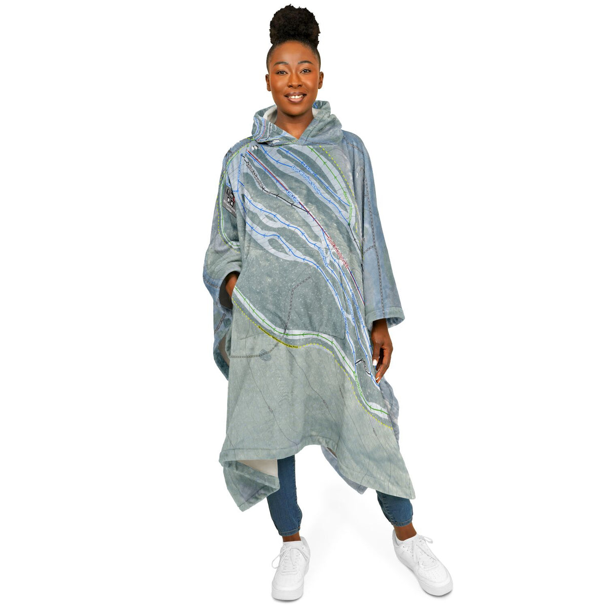 Dartmouth Skiway, New Hampshire Ski Resort Map Flannel Blanket Poncho