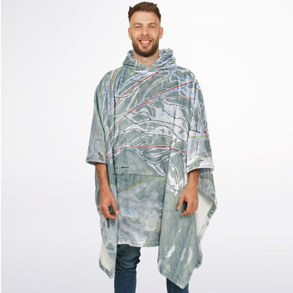 Snowbasin, Utah Ski Resort Map Flannel Blanket Poncho