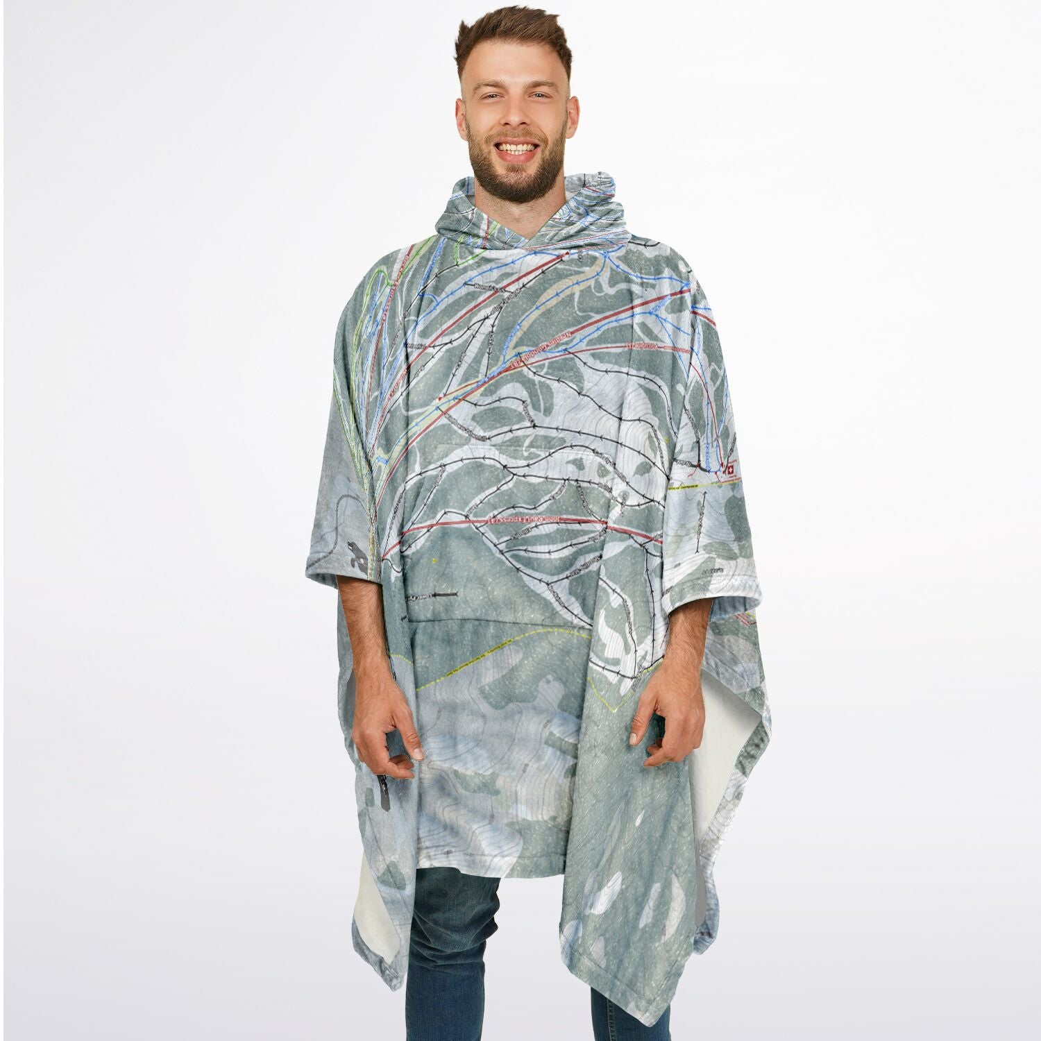 Snowbasin, Utah Ski Resort Map Flannel Blanket Poncho