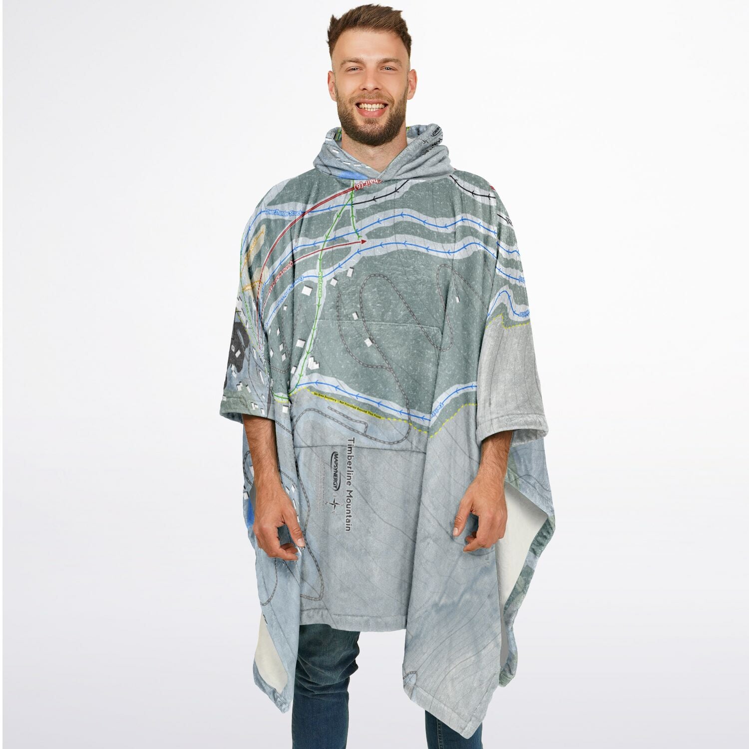 Timberline Mountain, West Virginia Ski Resort Map Flannel Blanket Poncho