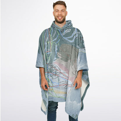 Banff Sunshine, Alberta Ski Resort Map Flannel Blanket Poncho