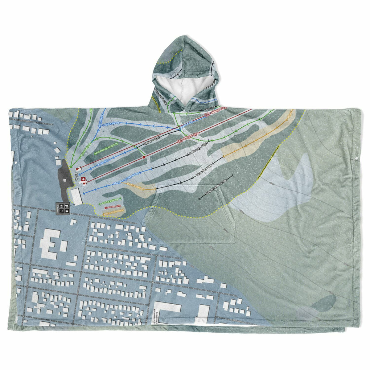 Ski La Tuque, Quebec Ski Resort Map Flannel Blanket Poncho