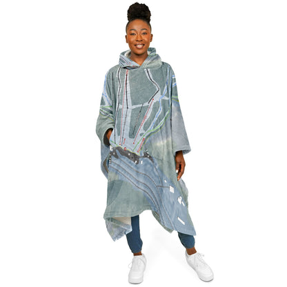 Whaleback Mountain, New Hampshire Ski Resort Map Flannel Blanket Poncho