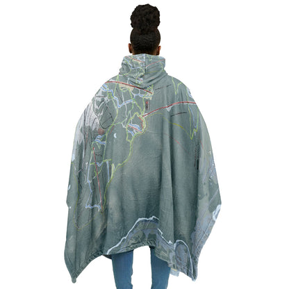 Revelstoke, British Columbia Ski Resort Map Flannel Blanket Poncho