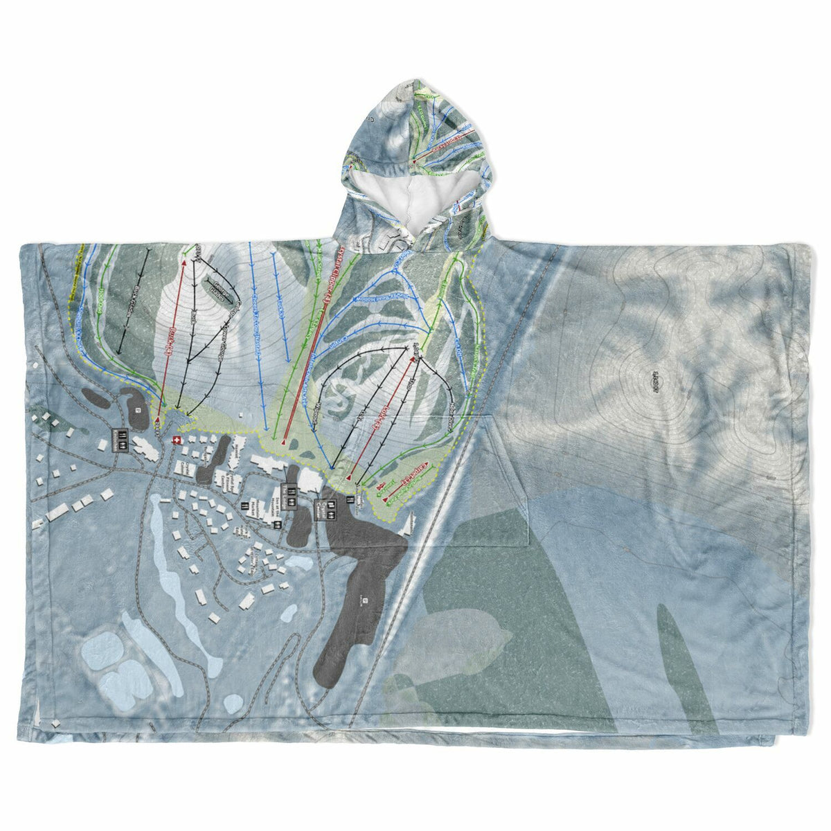 Crystal Mountain, Michigan Ski Resort Map Flannel Blanket Poncho