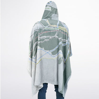 Pomerelle, Idaho Ski Resort Map Flannel Blanket Poncho