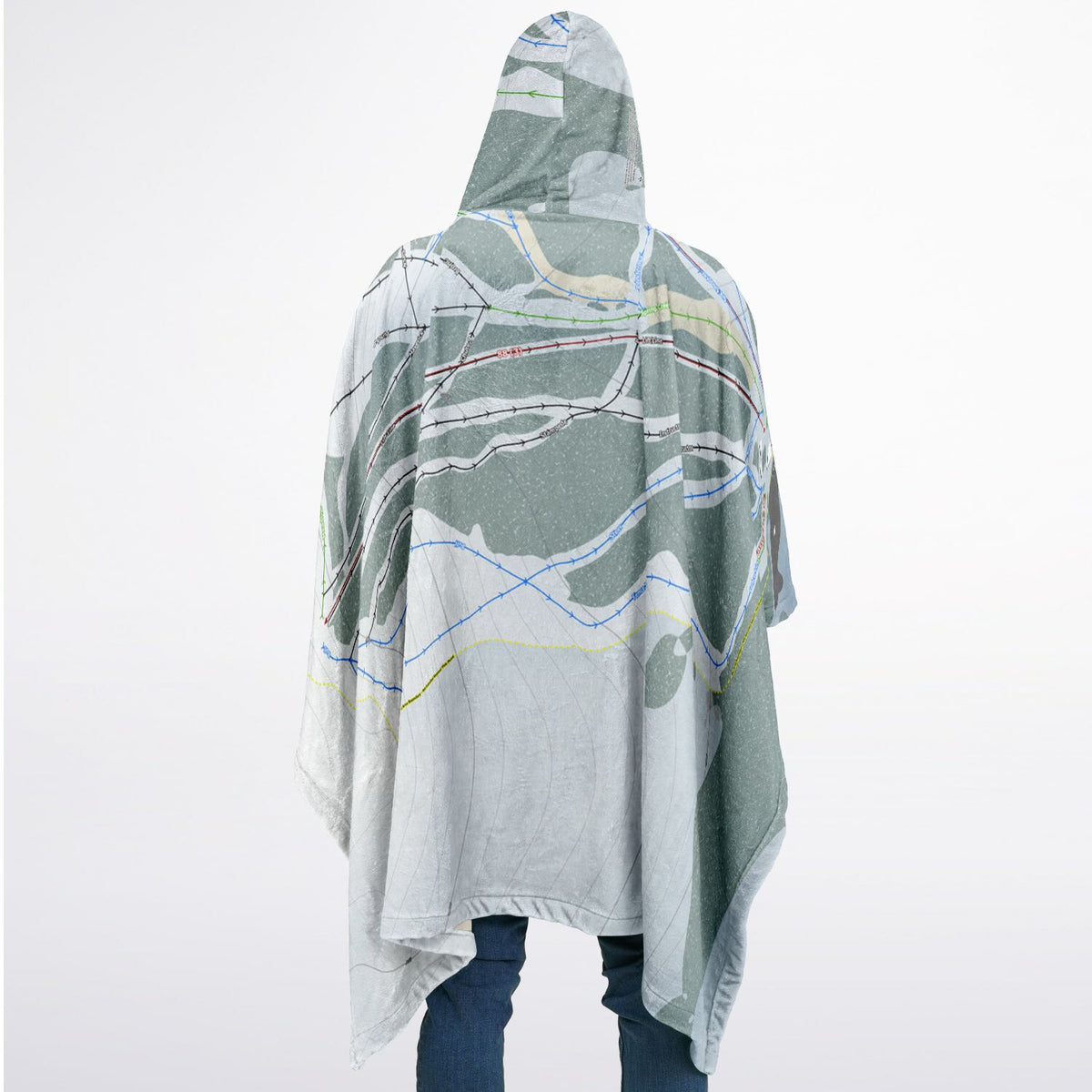 Pomerelle, Idaho Ski Resort Map Flannel Blanket Poncho
