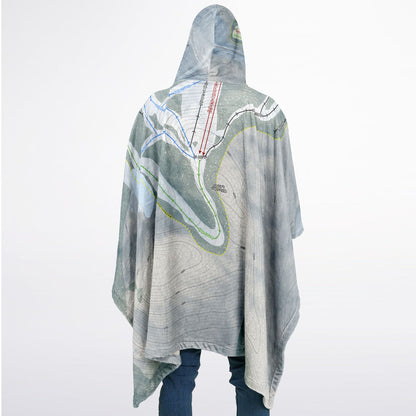 Willard Mountain, New York Ski Resort Map Flannel Blanket Poncho