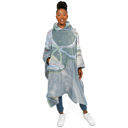 McCauley Mountain, New York Ski Resort Map Flannel Blanket Poncho