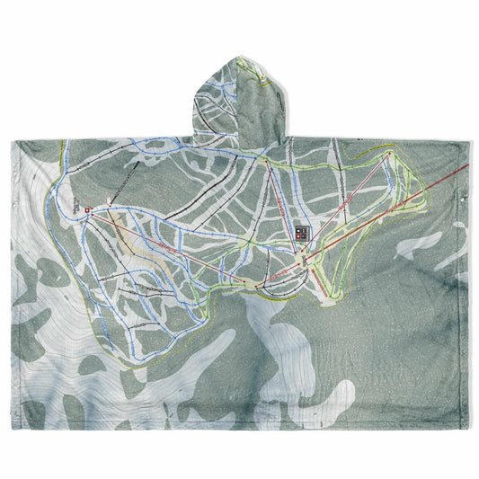 Silver Mountain, Idaho Ski Resort Map Flannel Blanket Poncho