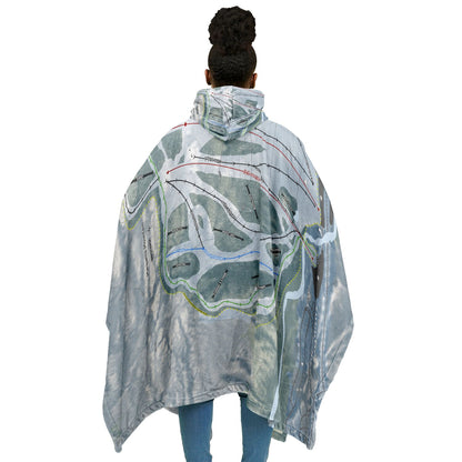 Mont Ripley, Michigan Ski Resort Map Flannel Blanket Poncho