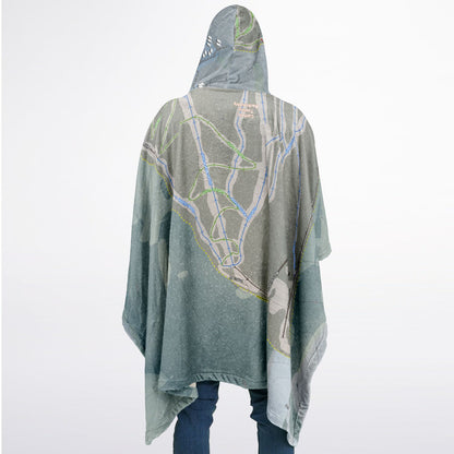 Cuchara Mountain, Colorado Ski Resort Map Flannel Blanket Poncho