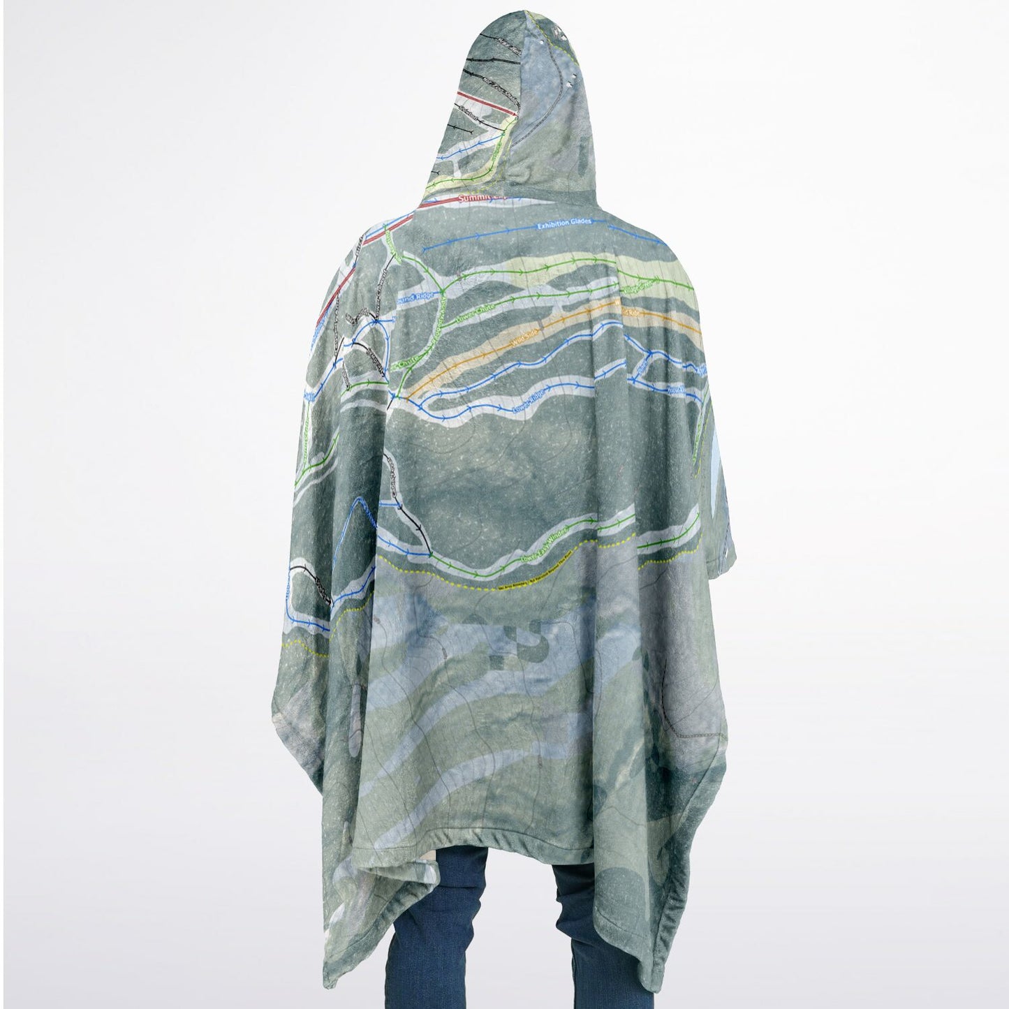 Ragged Mountain, New Hampshire Ski Resort Map Flannel Blanket Poncho