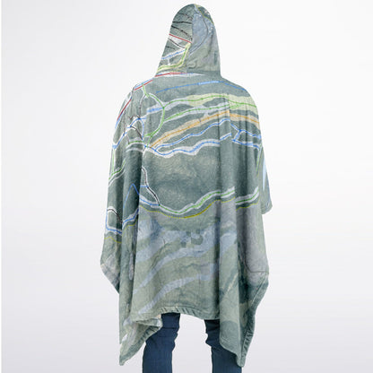 Ragged Mountain, New Hampshire Ski Resort Map Flannel Blanket Poncho