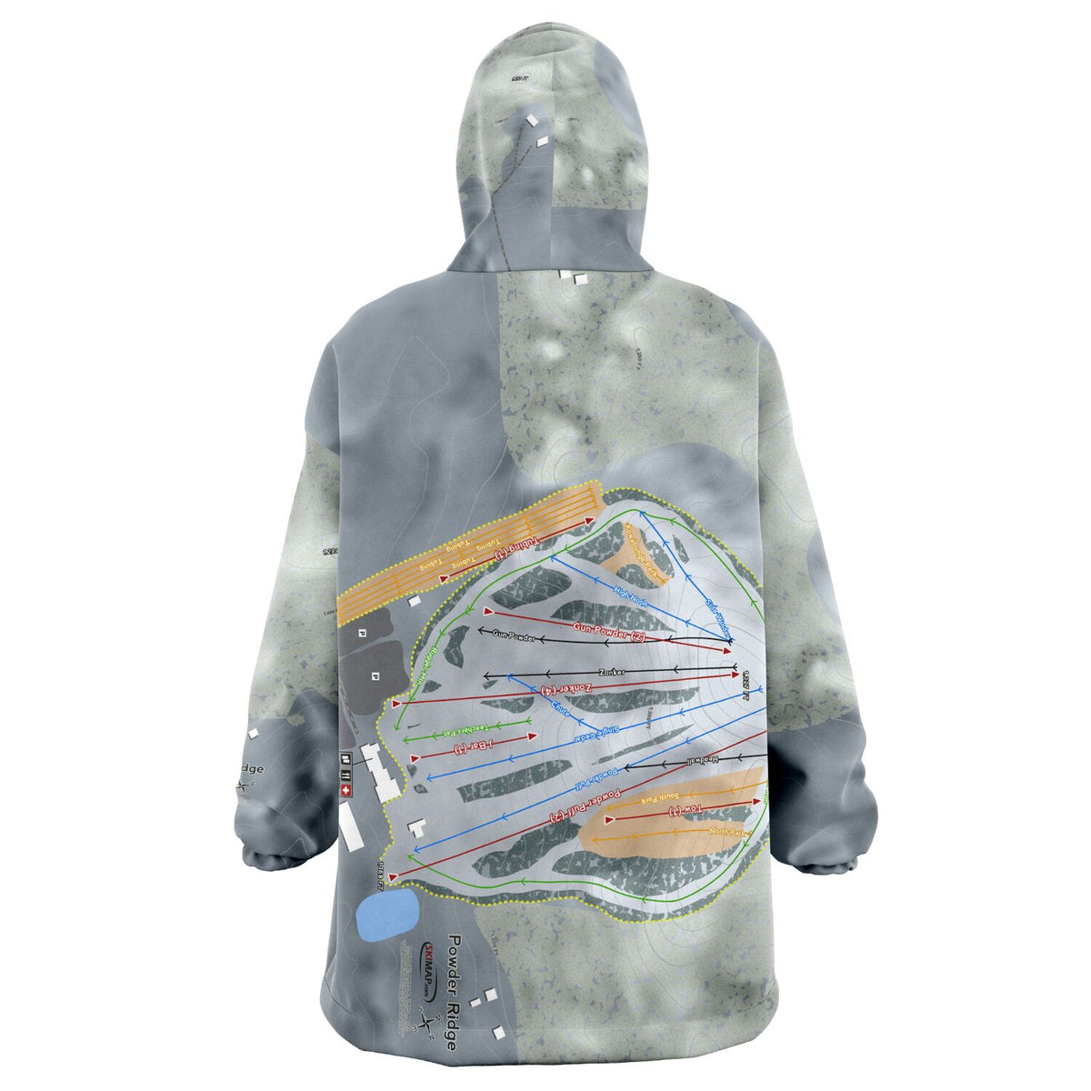 Powder Ridge, Minnesota Ski Trail Map Snug Hoodie