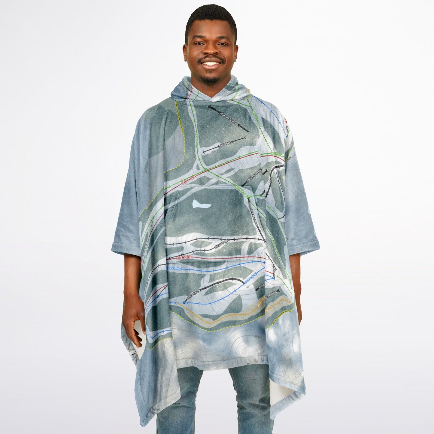 Otsego, Michigan Ski Resort Map Flannel Blanket Poncho
