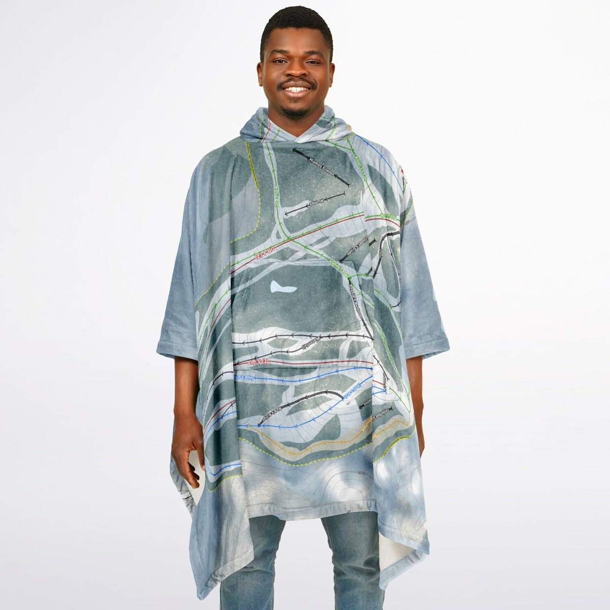 Otsego, Michigan Ski Resort Map Flannel Blanket Poncho
