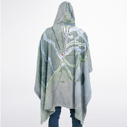 Whaleback Mountain, New Hampshire Ski Resort Map Flannel Blanket Poncho