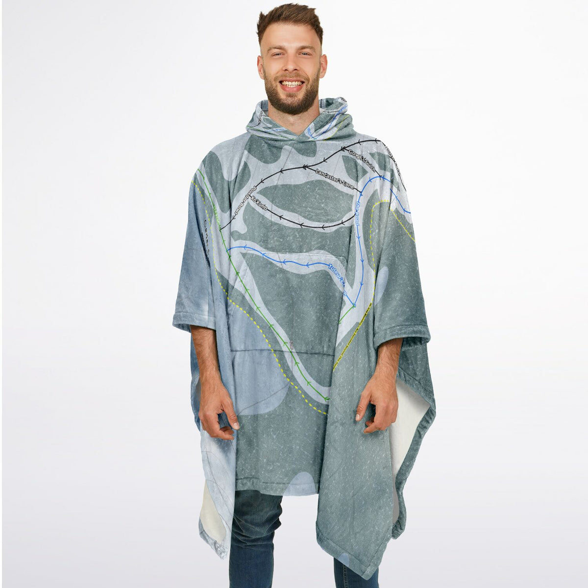Cedar Pass, California Ski Resort Map Flannel Blanket Poncho