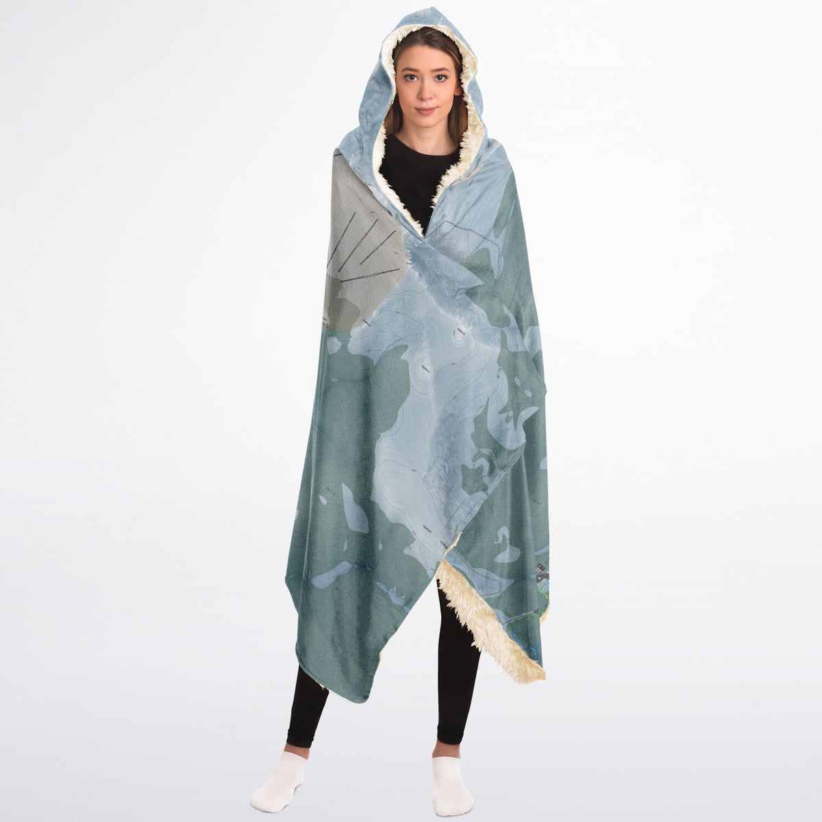 Ski Cooper, Colorado Ski Trail Map - Adult Hooded Blanket