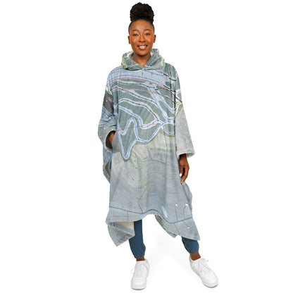 Catamount, New York Ski Resort Map Flannel Blanket Poncho