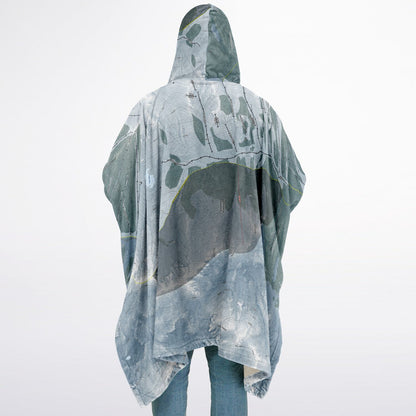 Silverton Mountain, Colorado Ski Resort Map Flannel Blanket Poncho