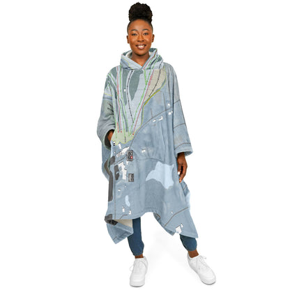 Liberty Mountain, Pennsylvania Ski Resort Map Flannel Blanket Poncho