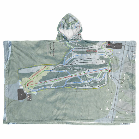 Buffalo Ski Center, New York Ski Resort Map Flannel Blanket Poncho