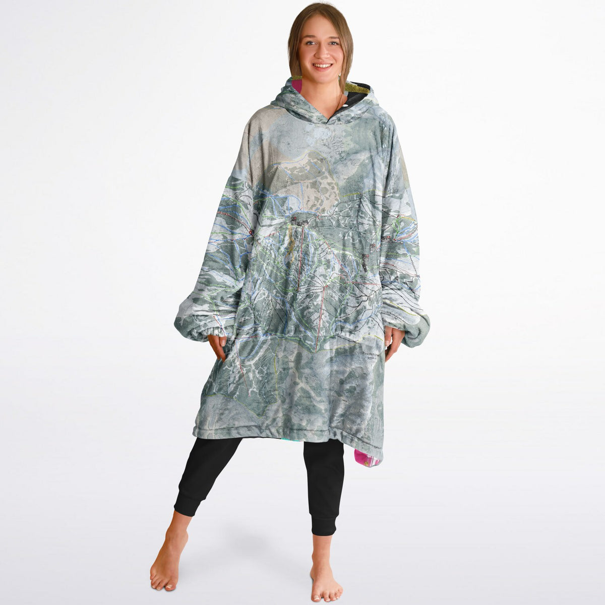 Powder Mountain, Utah Ski Resort Map Reversible Snug Hoodie