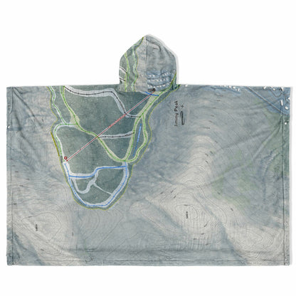 Jiminy Peak, Massachusetts Ski Resort Map Flannel Blanket Poncho